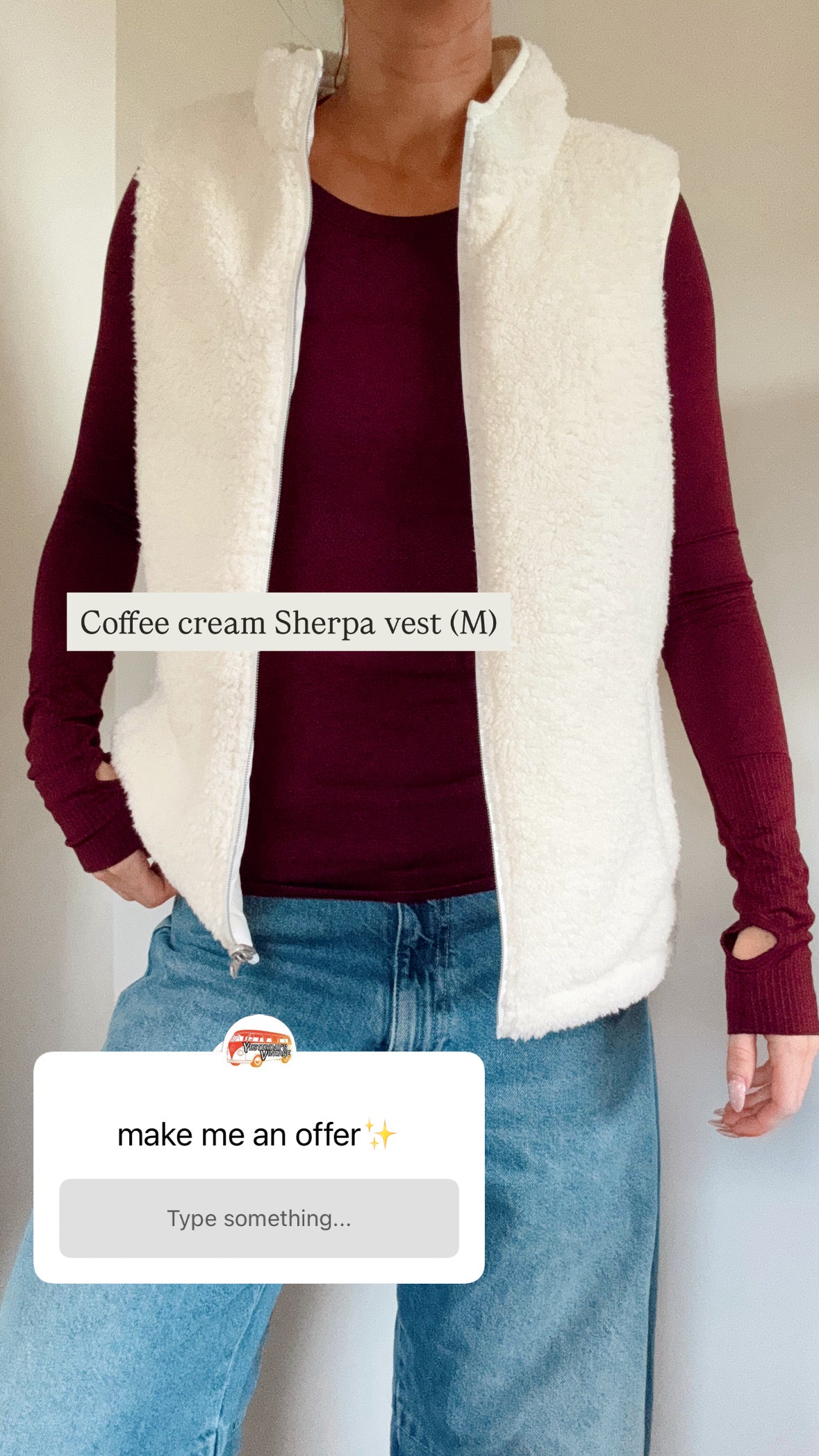 Coffee cream Sherpa vest