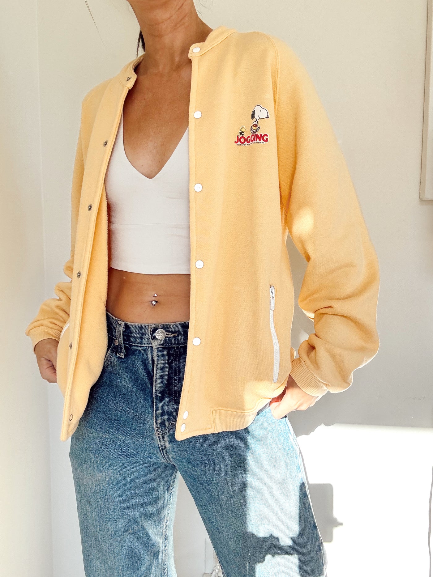 Vintage snoopy light yellow cardigan