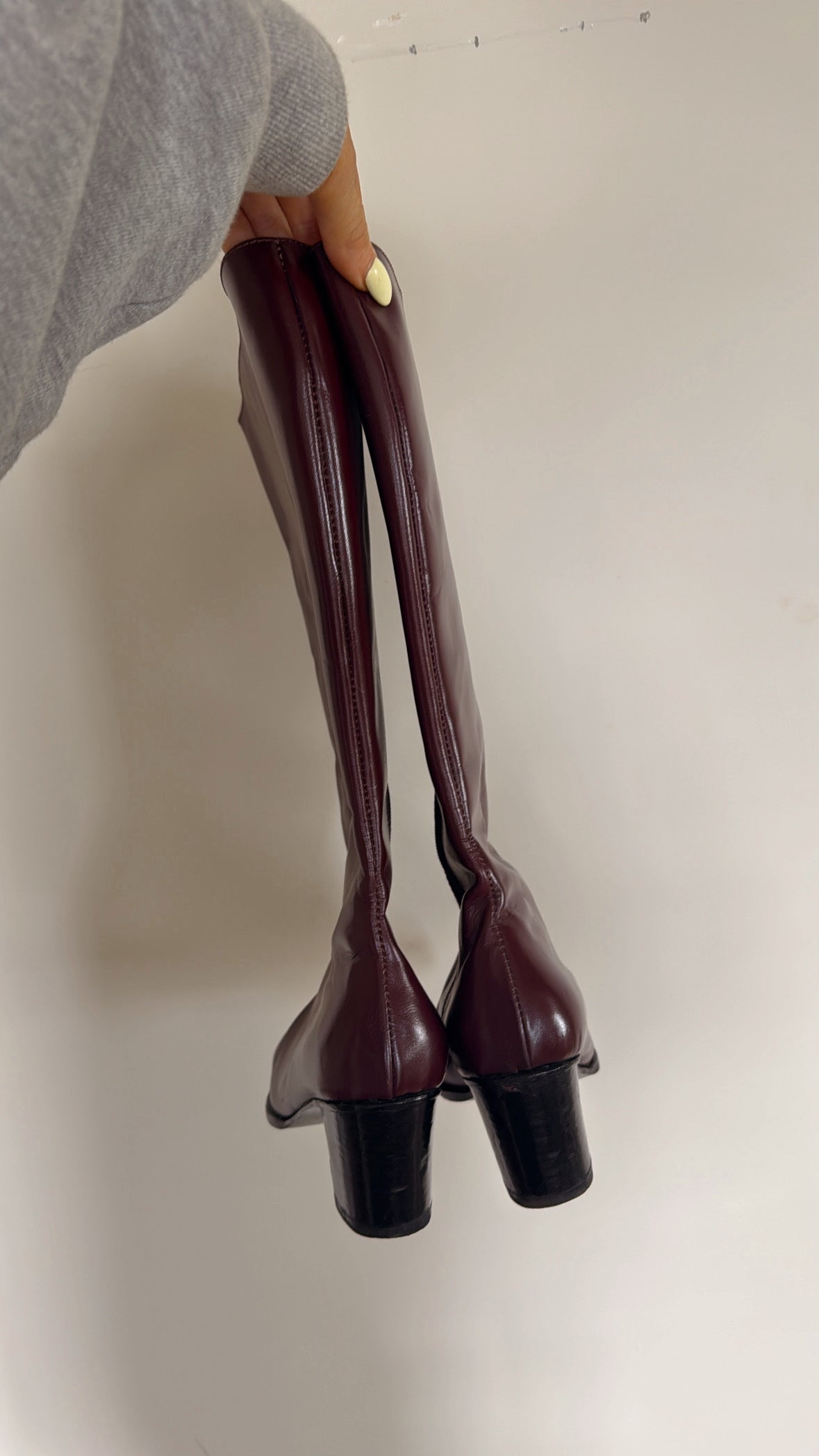 Burgundy fall leather boots