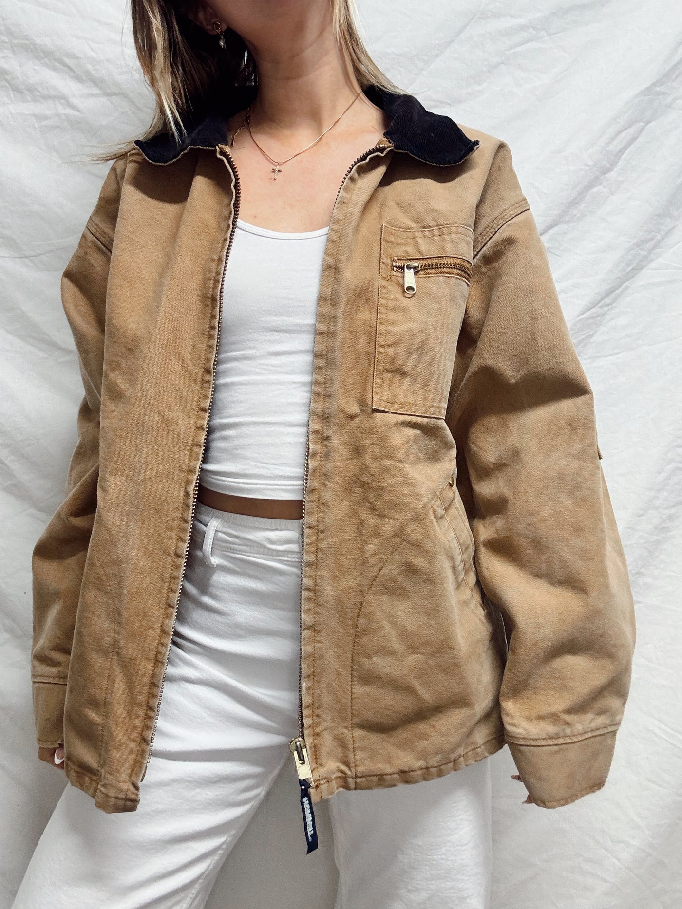 90s Vintage barn coat neutral jacket