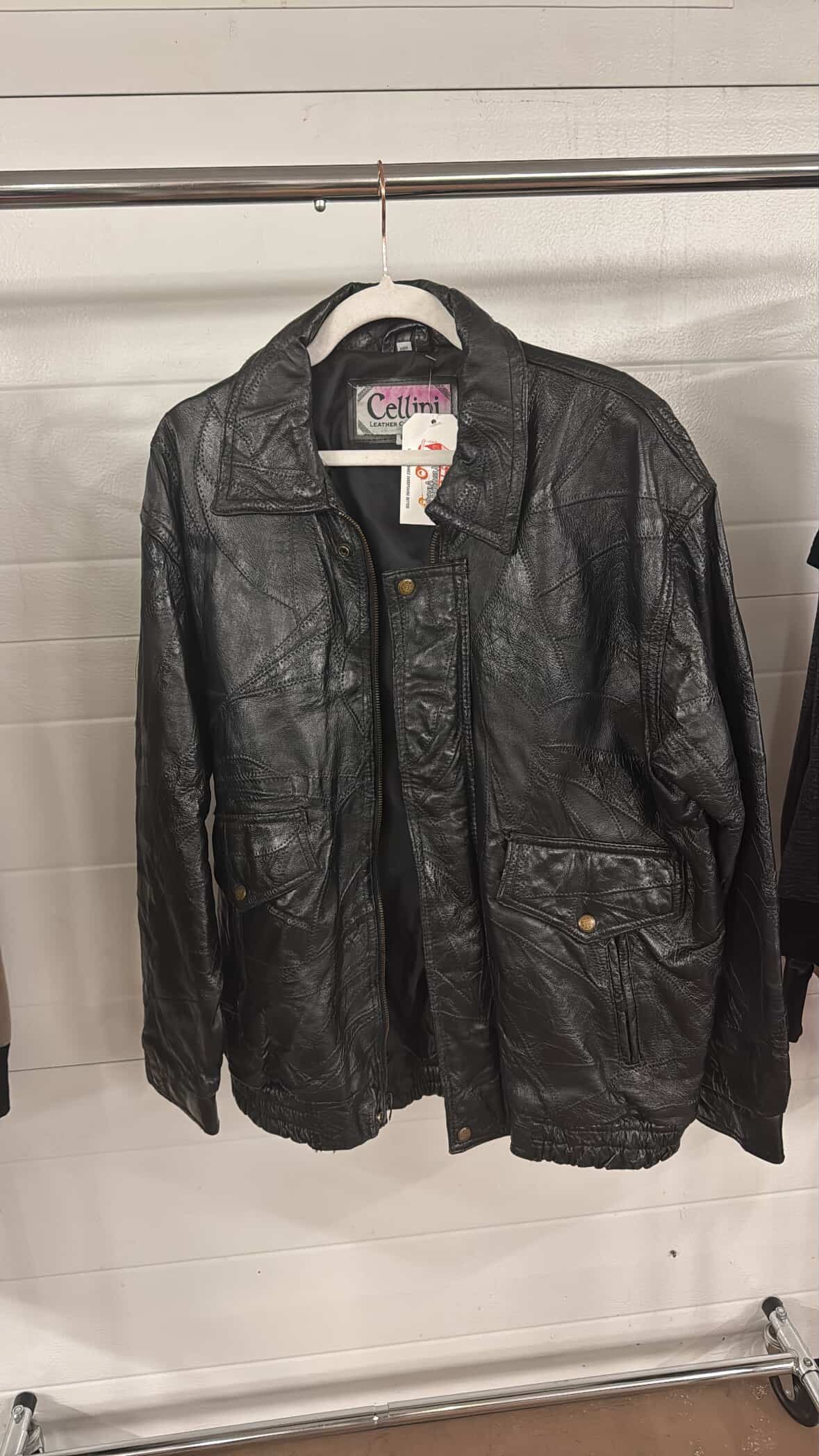 Vintage black Leather Cellini bomber jacket