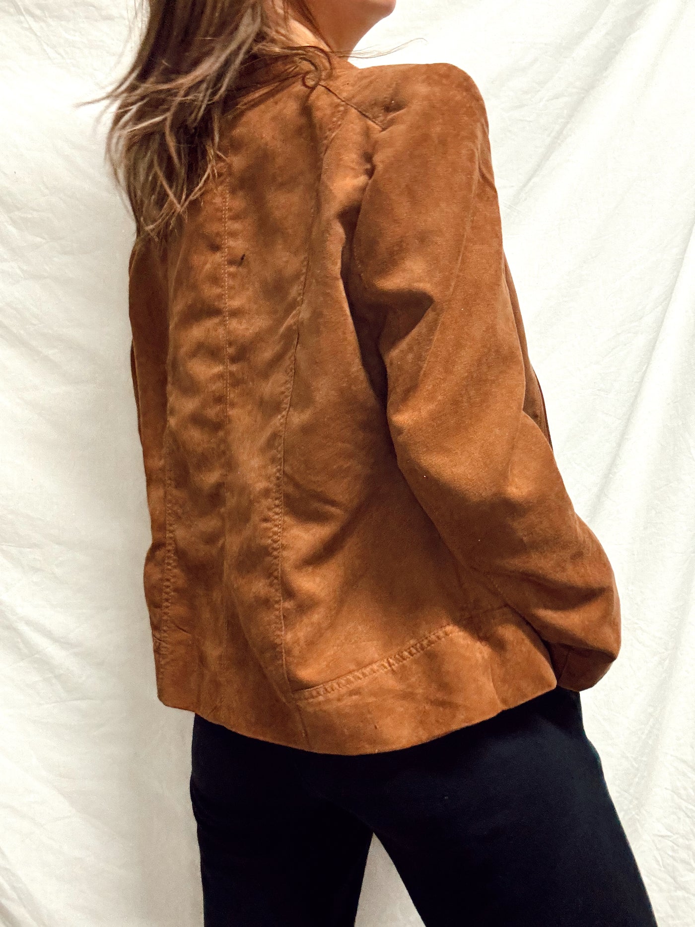 Neutral brown suede jacket