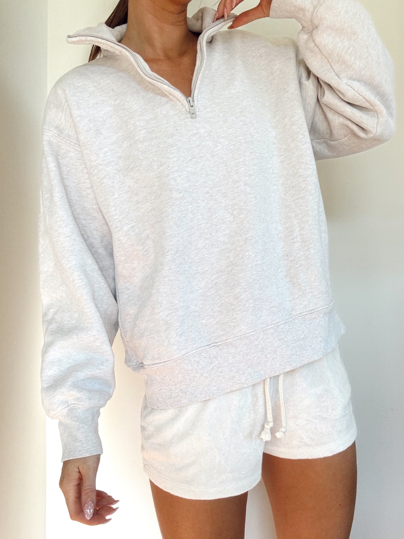 TNA oatmeal neutral quarter zip