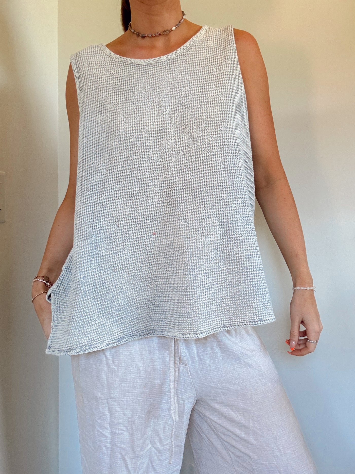 Neutral soft morning waffle top