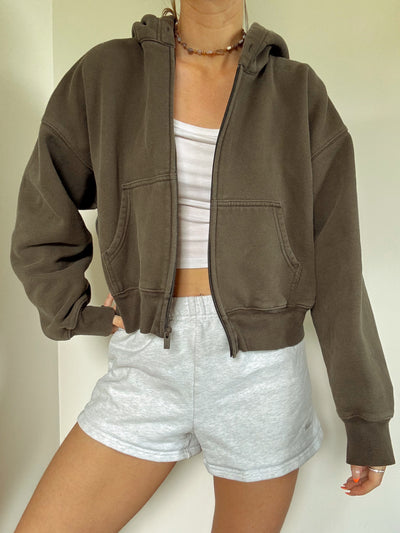 Dark green Aritzia Boyfriend fit zip up hoodie