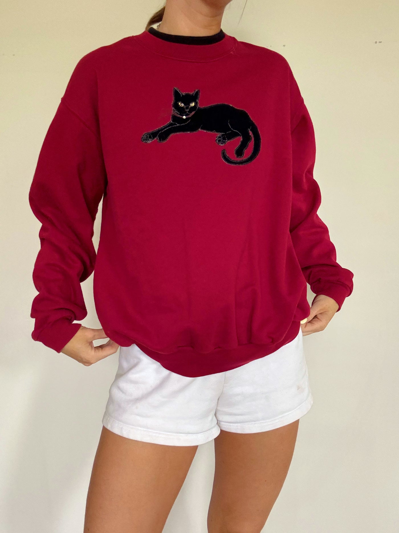 Vintage black cat crewneck