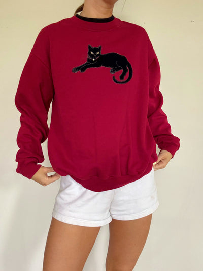 Vintage black cat crewneck