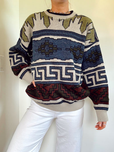 Vintage Woodland Quilt knit sweater