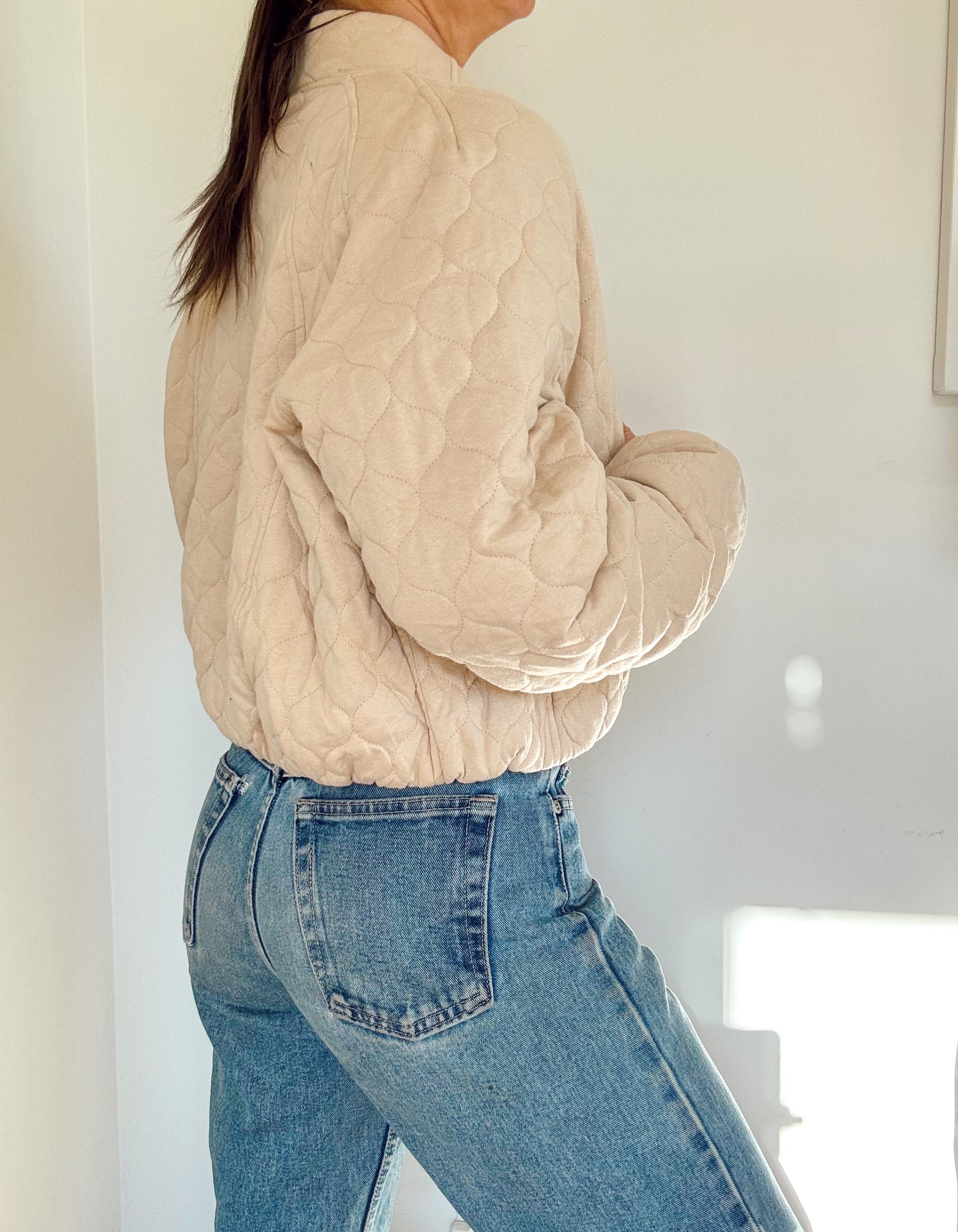 Quilted butter cream coat