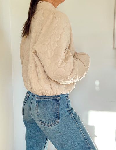 Quilted butter cream coat