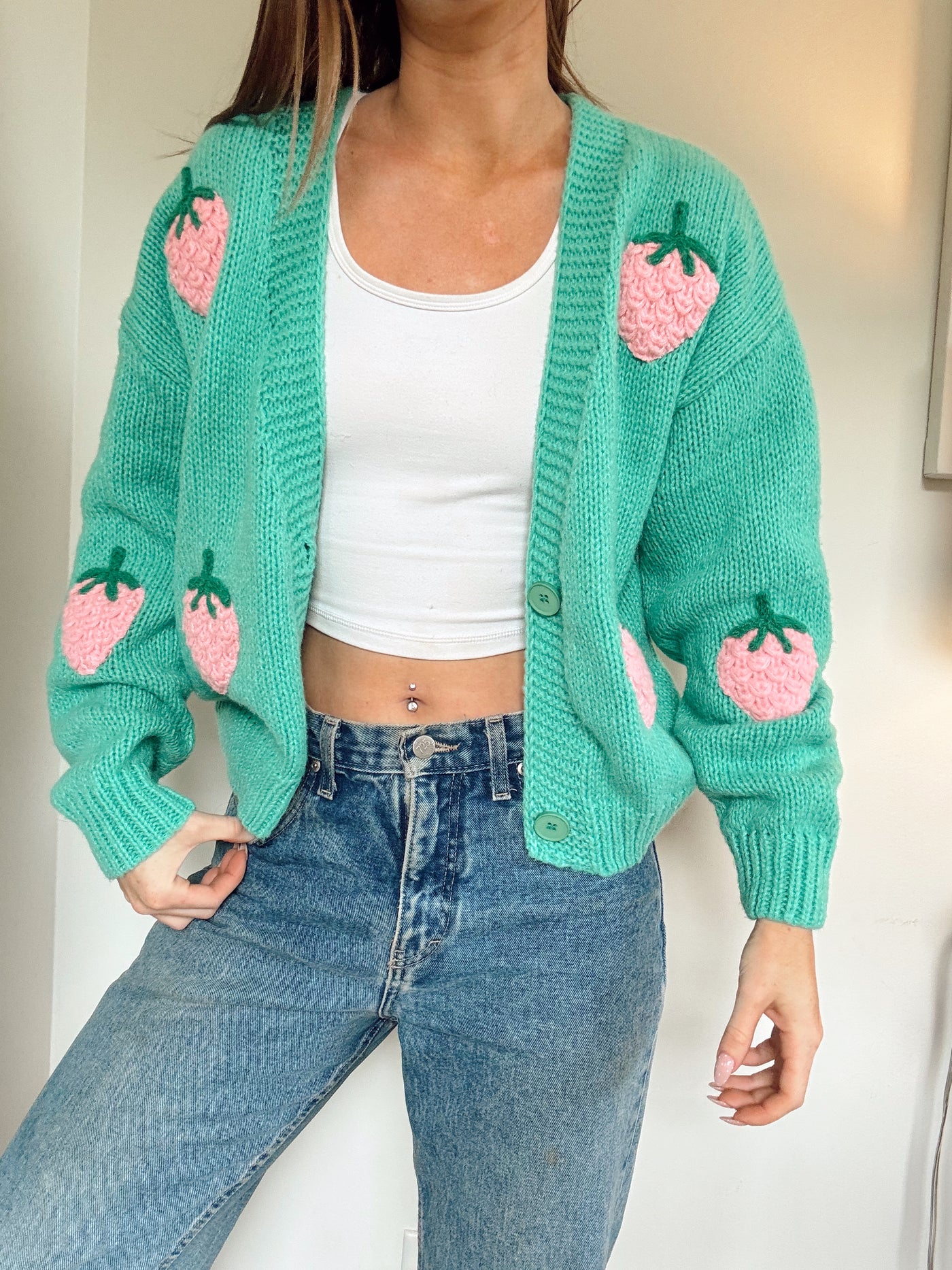Green berry sweet knit cardigan