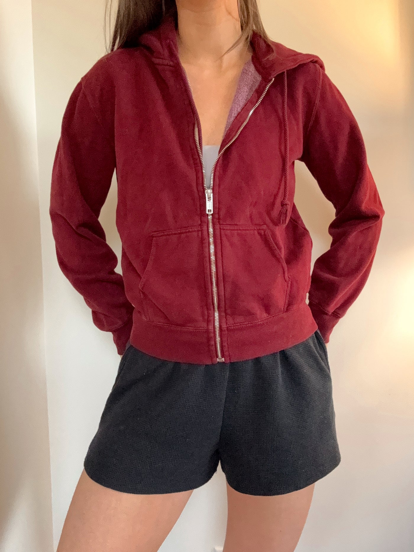 Brandy Melville maroon zip up
