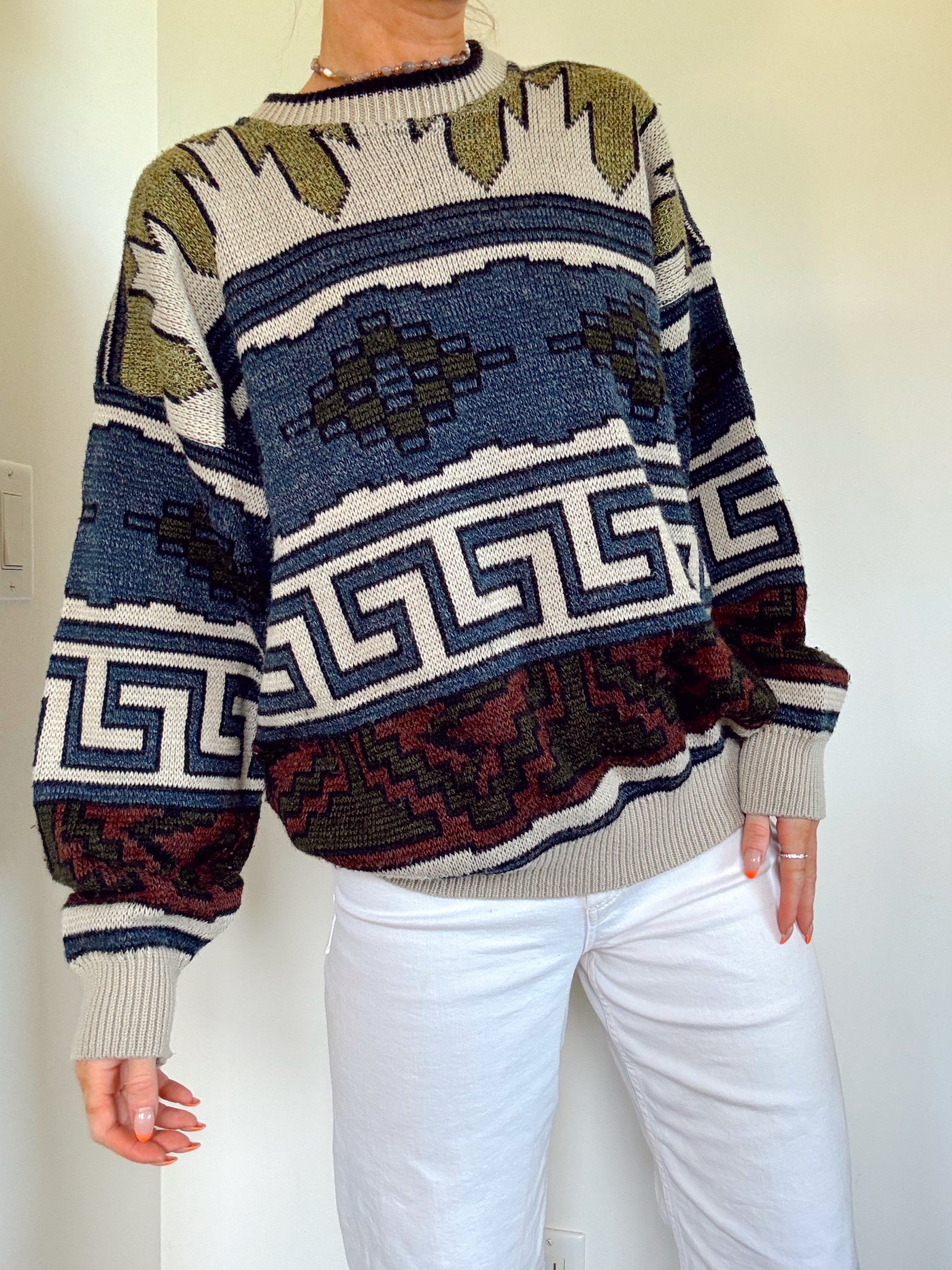 Vintage Woodland Quilt knit sweater