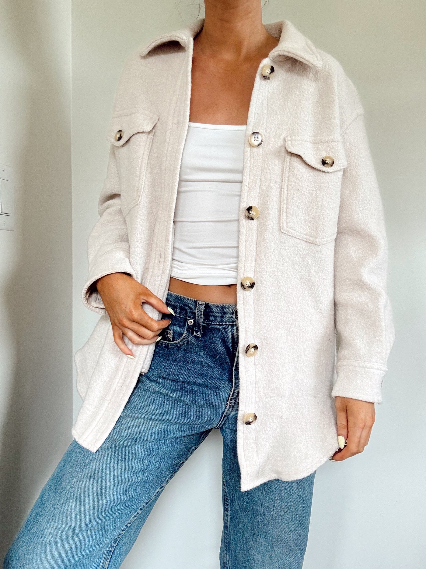 Wilfred Aritzia heather bone Gana shirt jacket