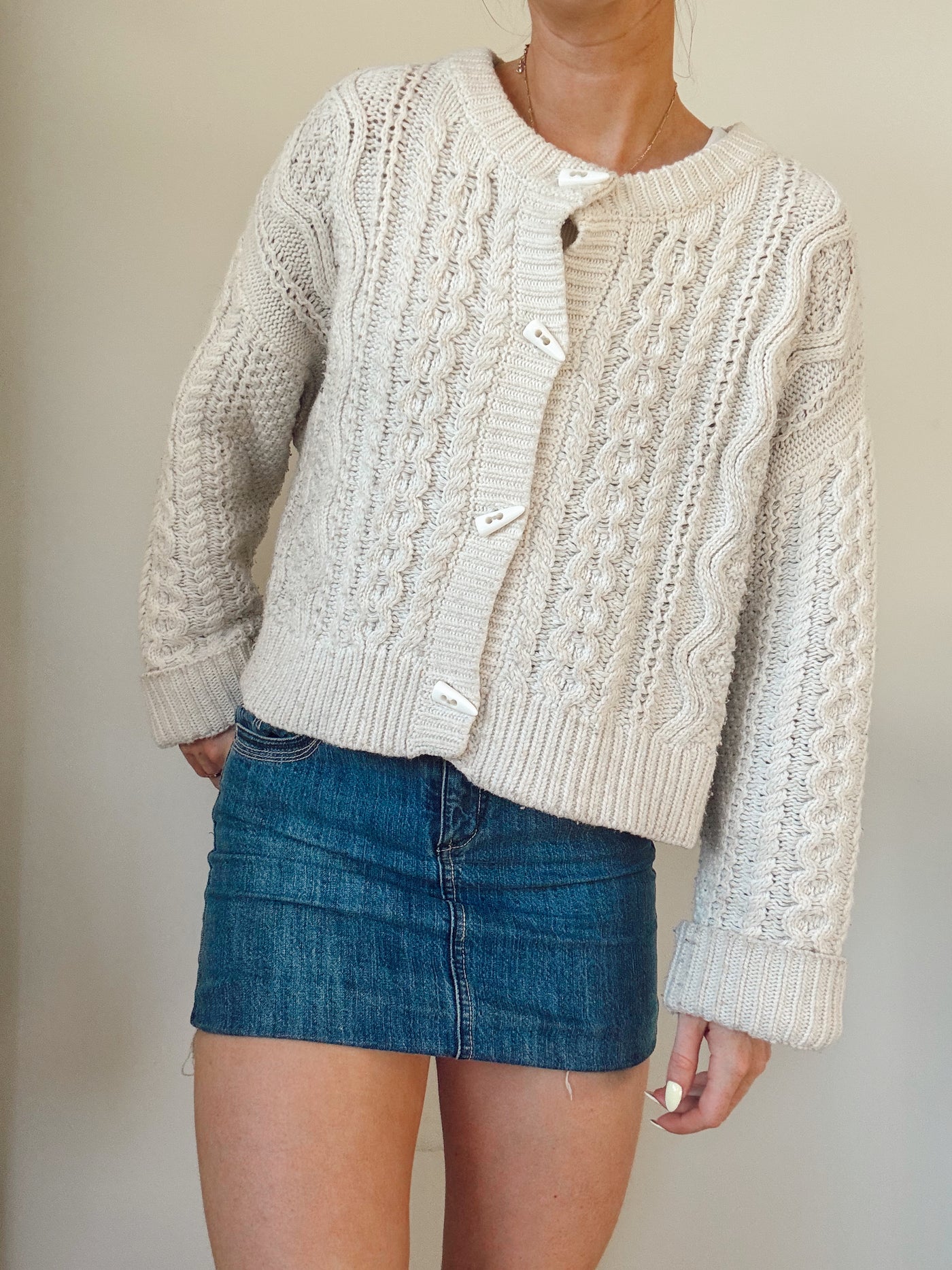 Vintage Birch wood knit chunky cardigan