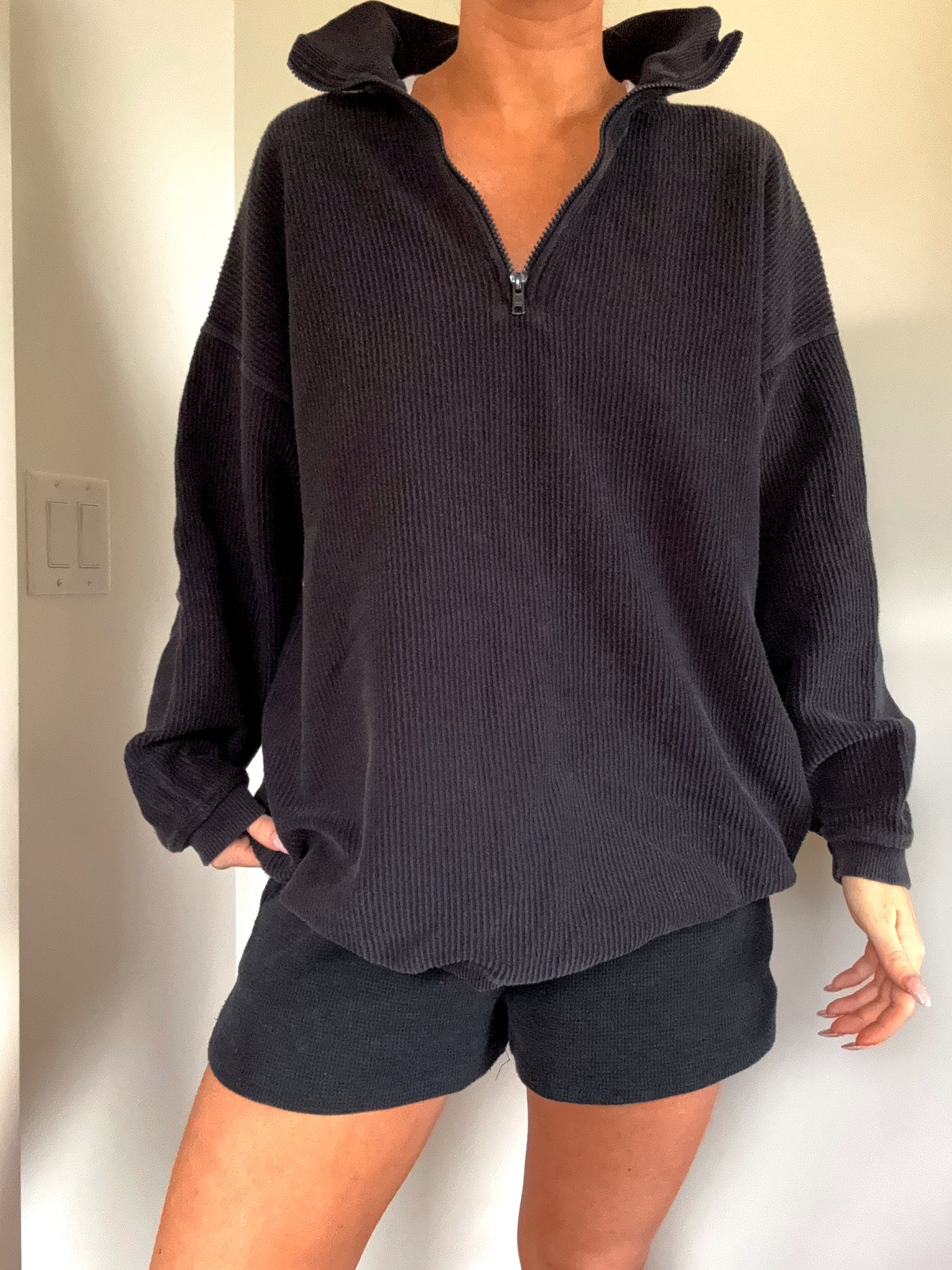 Aerie ribbed staple quarter zip