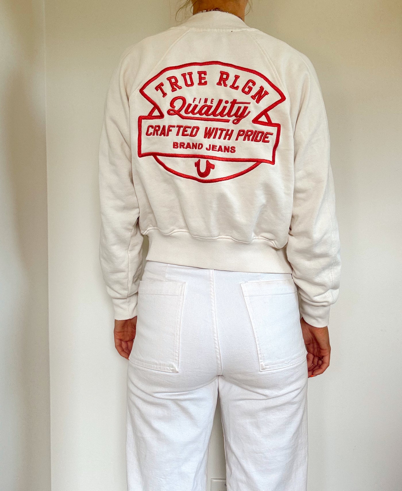 True religion neutral Y2K cream zip up ￼