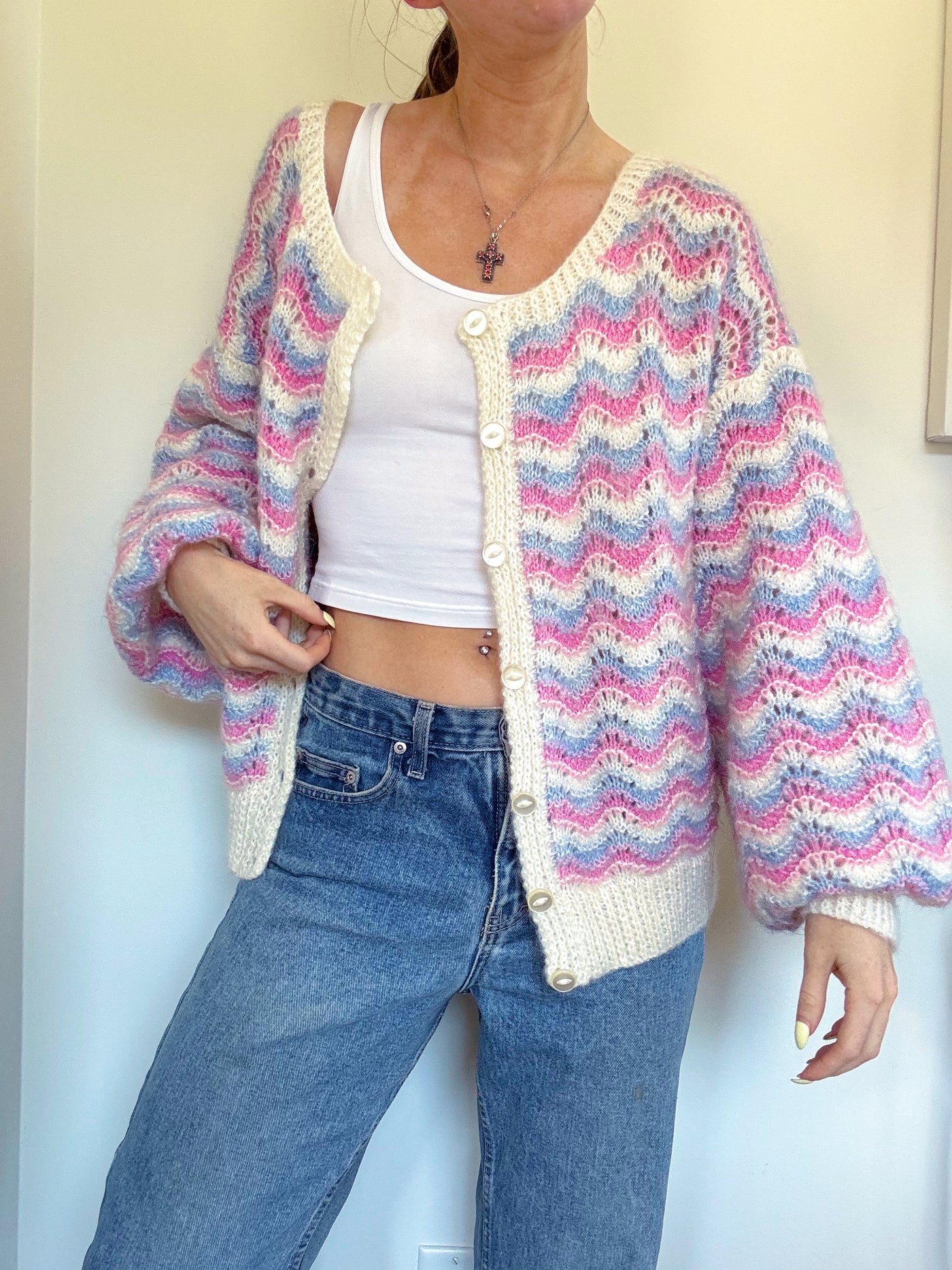 Vintage pastel sunset knit cardigan