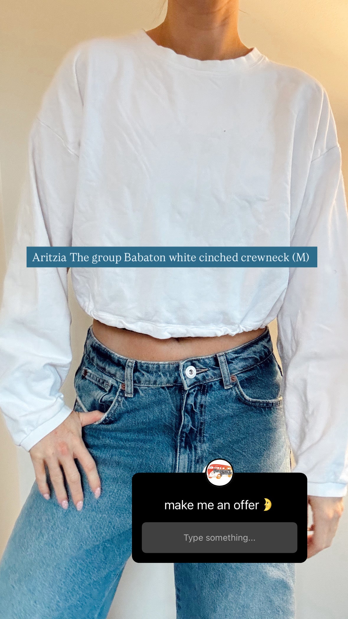 Aritzia the group Babaton white cinched crewneck