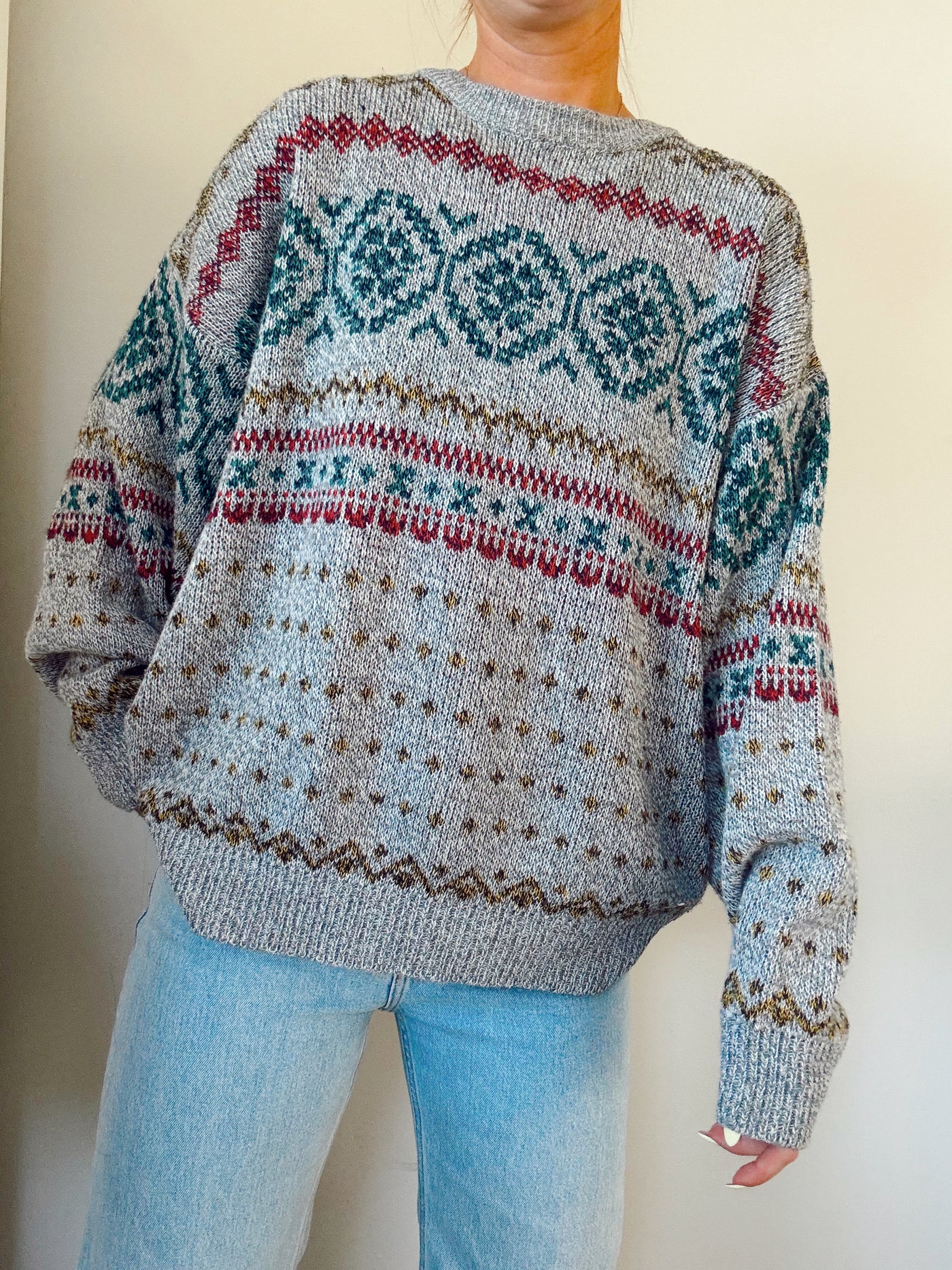 Vintage lakeside lodge knit sweater