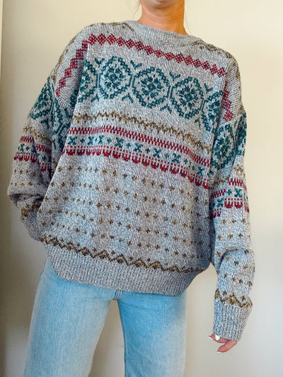 Vintage lakeside lodge knit sweater