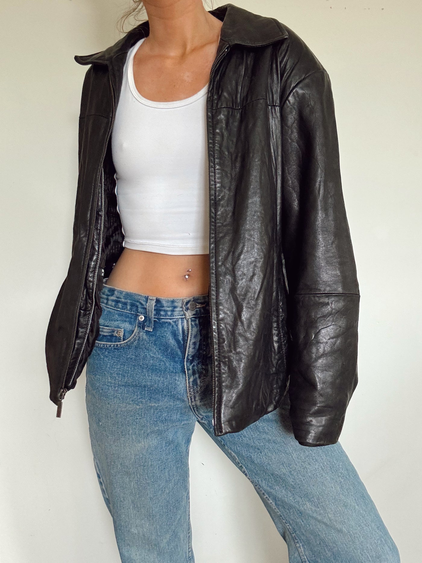 Vintage downtown black staple leather jacket