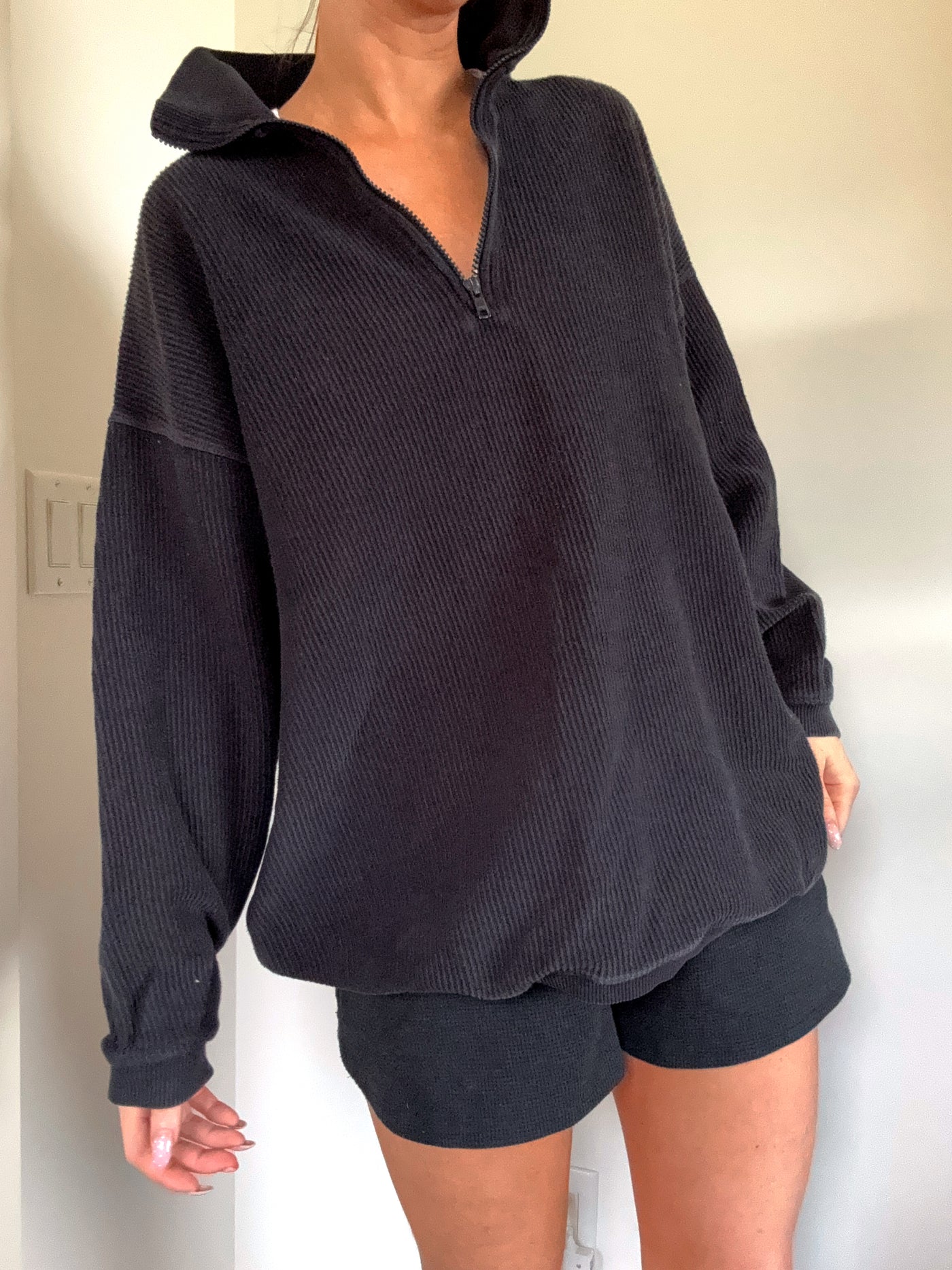 Aerie ribbed staple quarter zip