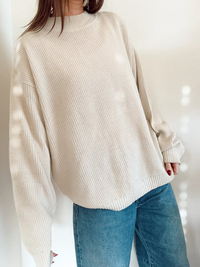 Vintage sand stone ribbed knit sweater