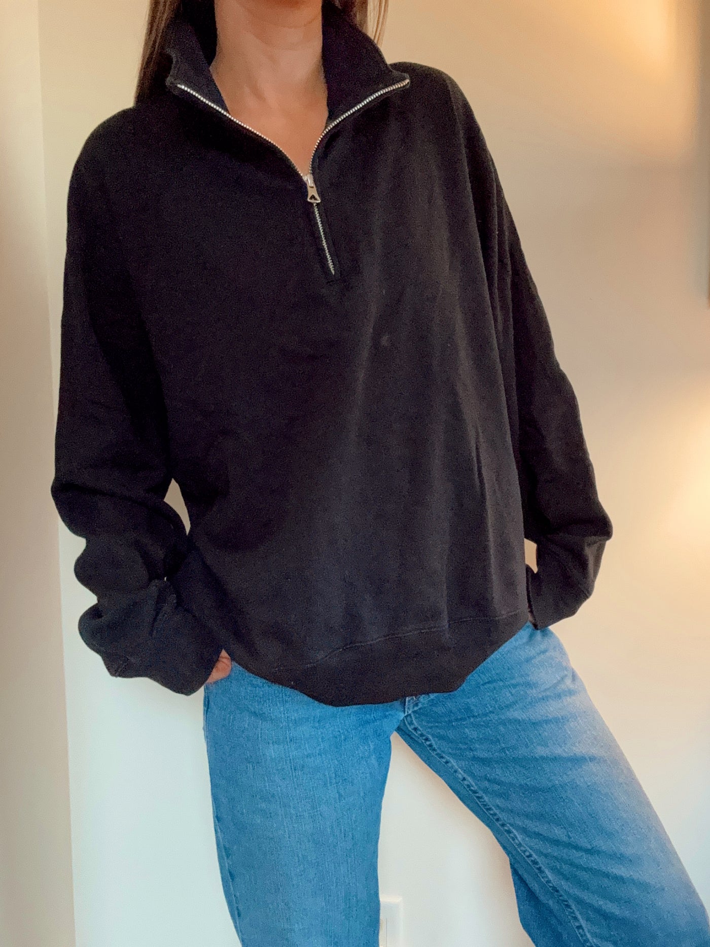 Aritzia Reining champs black quarter zip