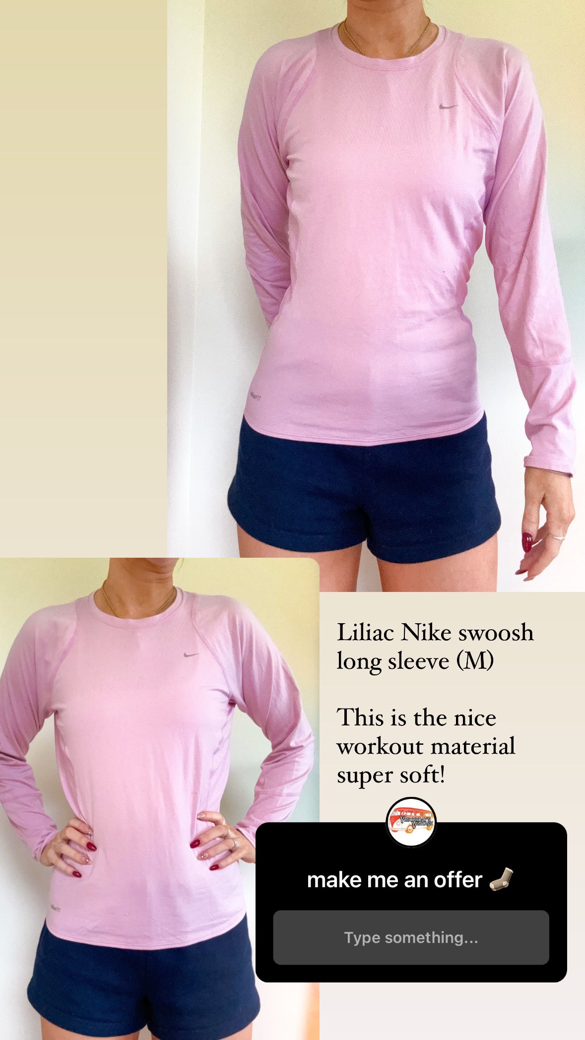 Liliac Nike swoosh long sleeve