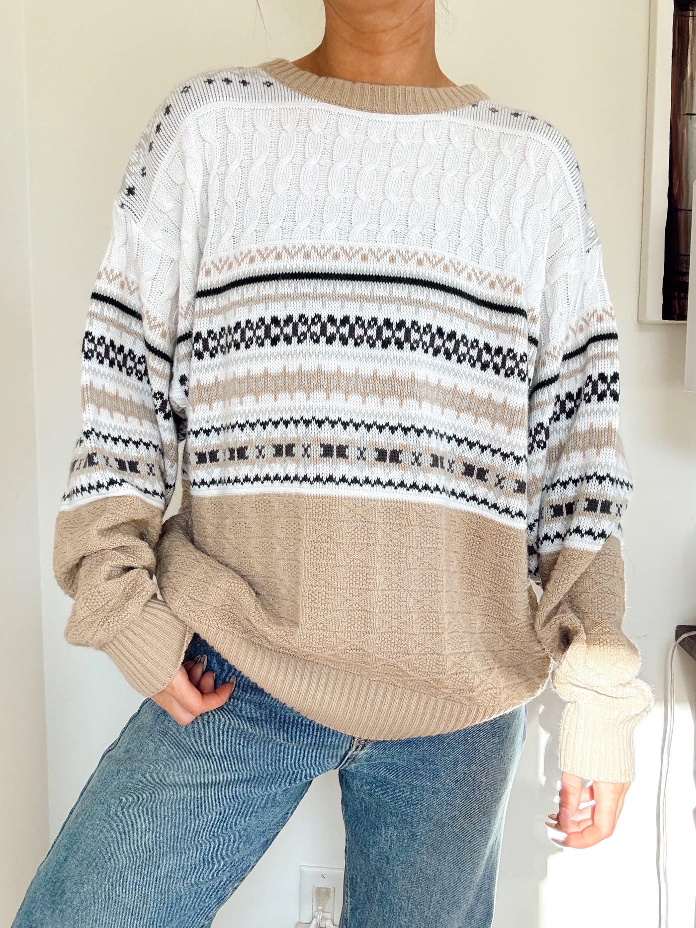 Vintage sand line knit sweater