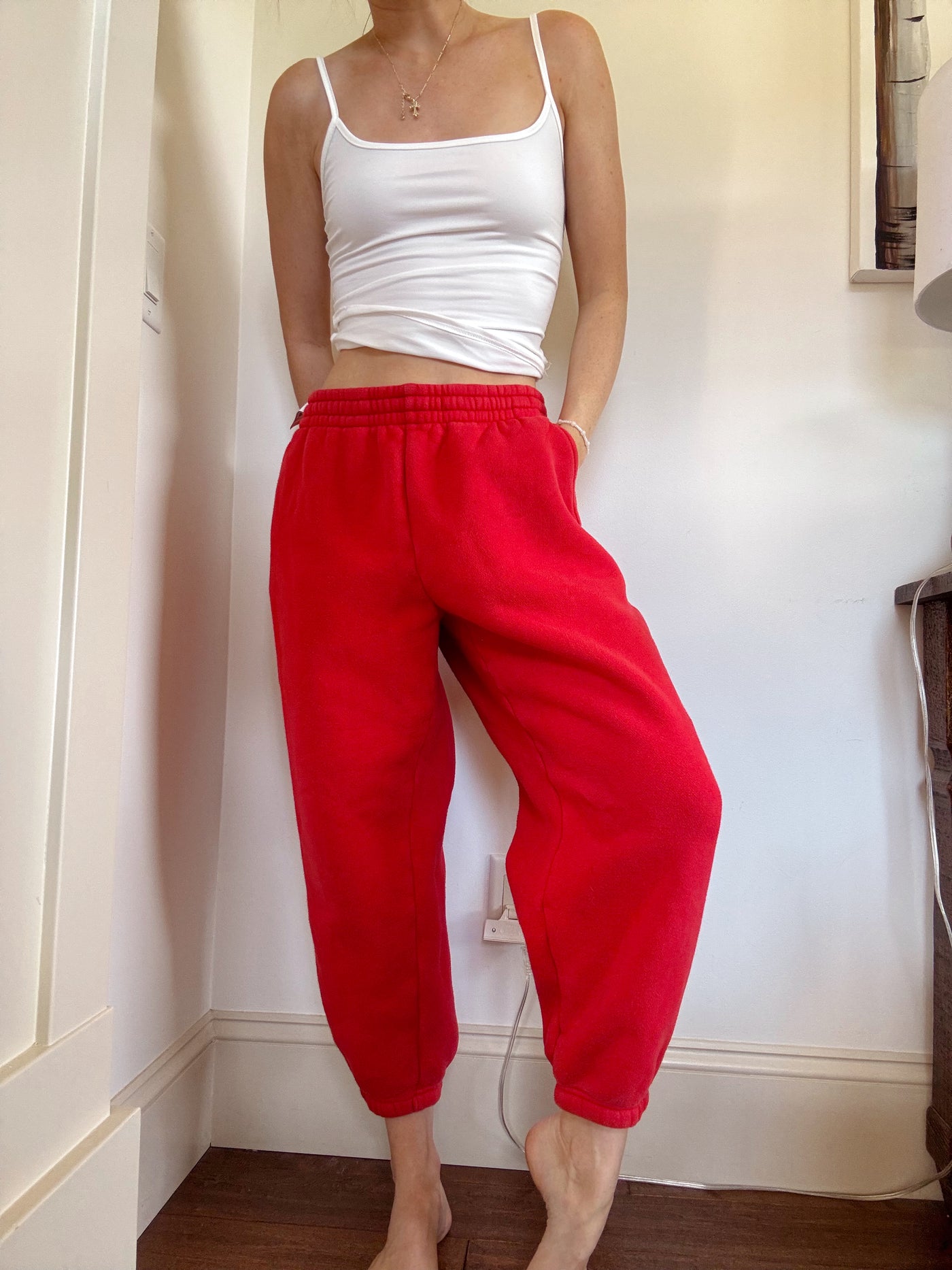 TNA Aritzia bubble red sweatpants