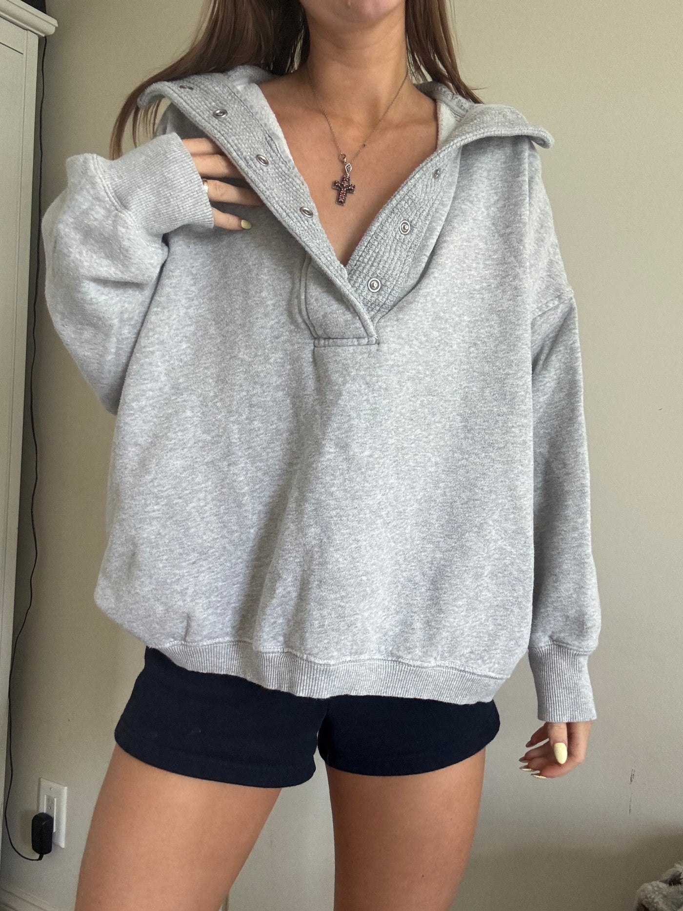 Grey aerie collared crewneck