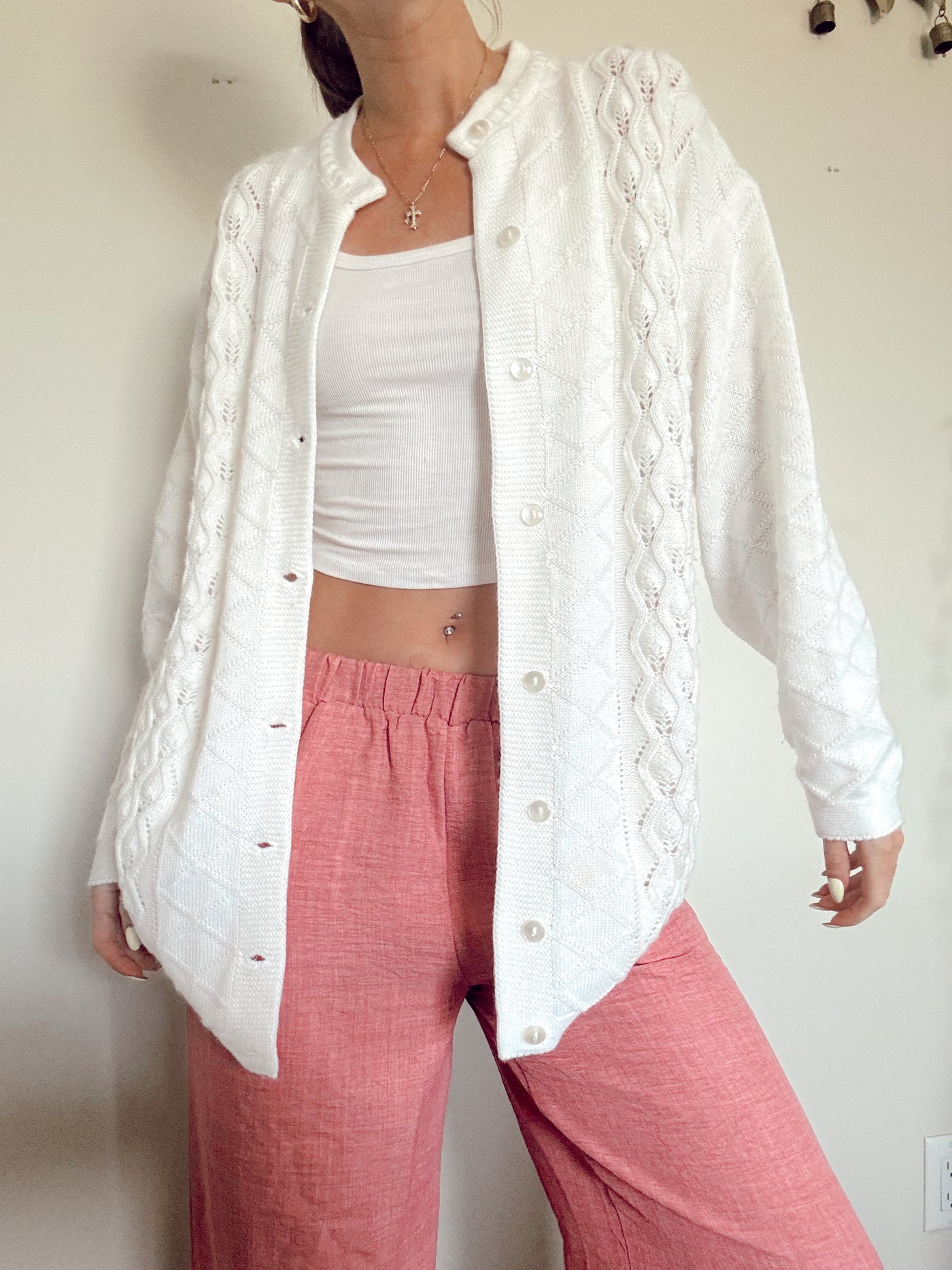 Vintage cloud haven white knit cardigan