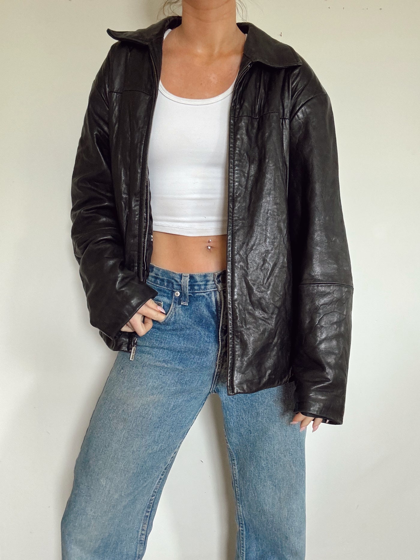 Vintage downtown black staple leather jacket