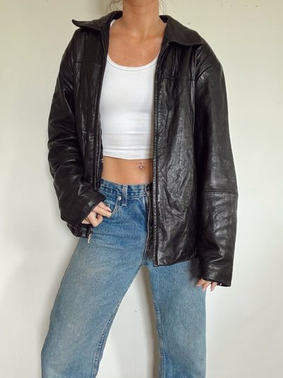 Vintage downtown black staple leather jacket