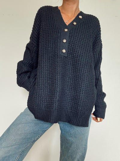 Black bookstore waffle sweater