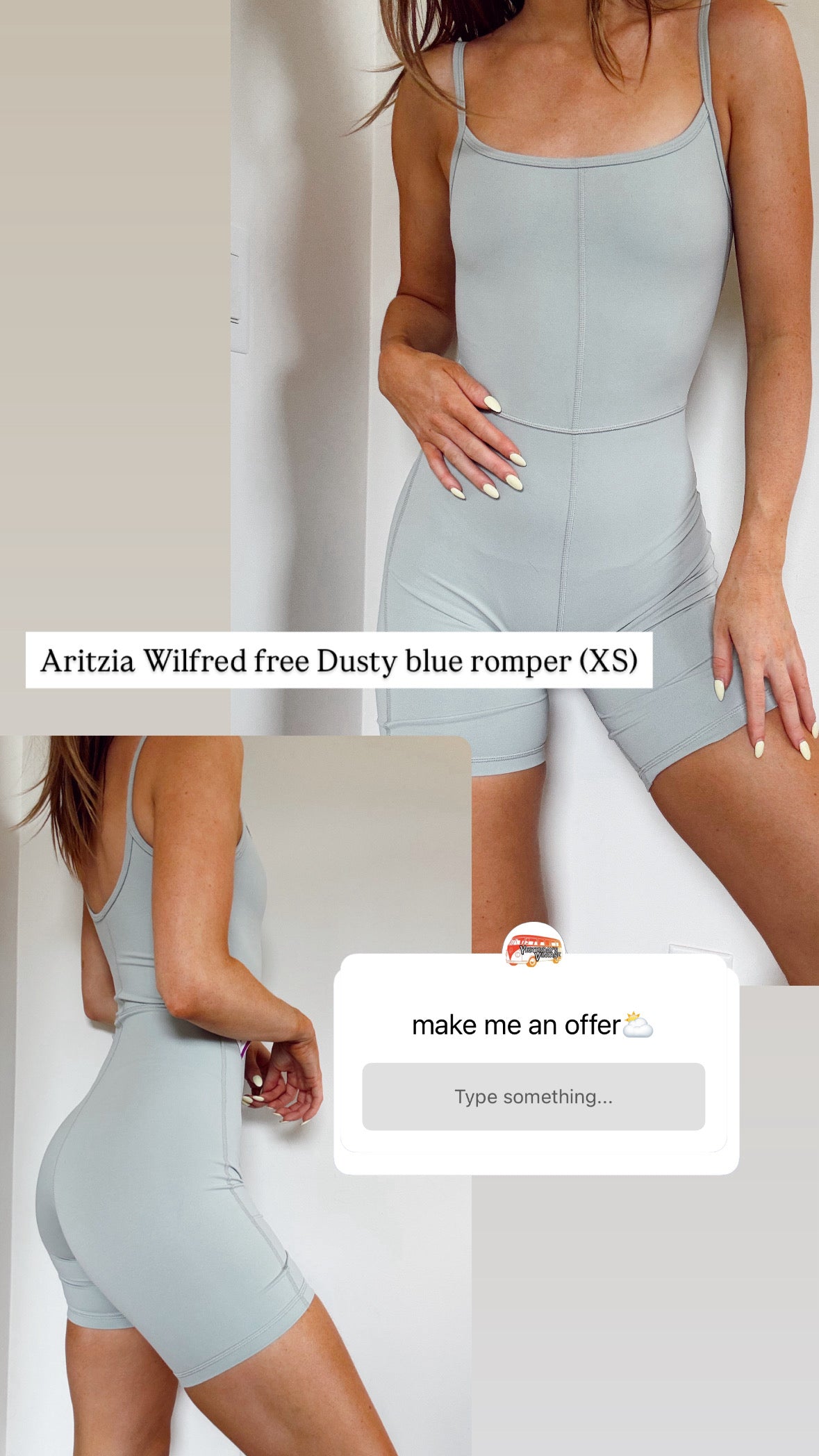 Aritzia Wilfred free dusty blue romper