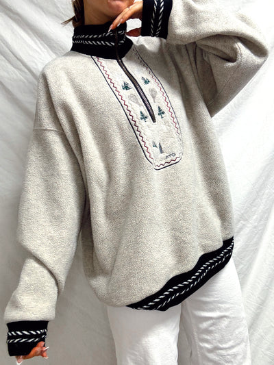 Vintage winter dream fleece neutral beige quarter zip