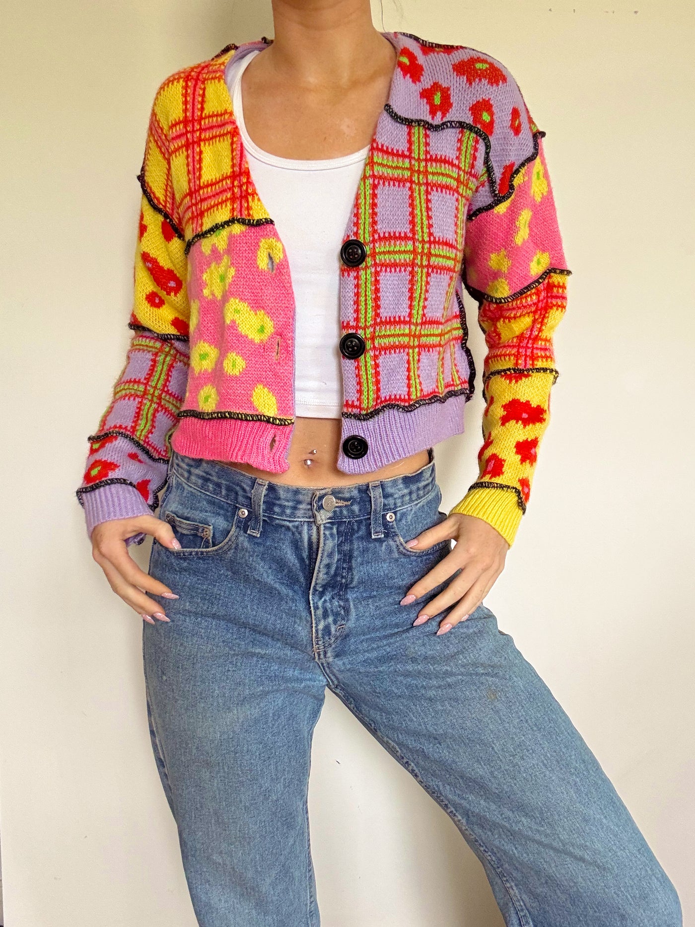 San Francisco patch work knit cardigan
