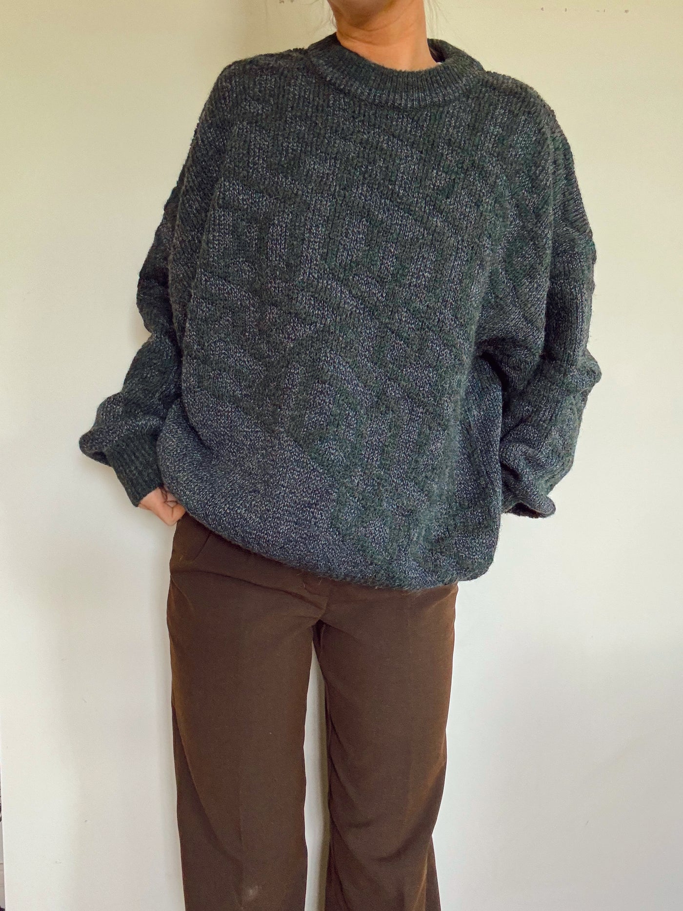 Vintage moss & stone knit sweater