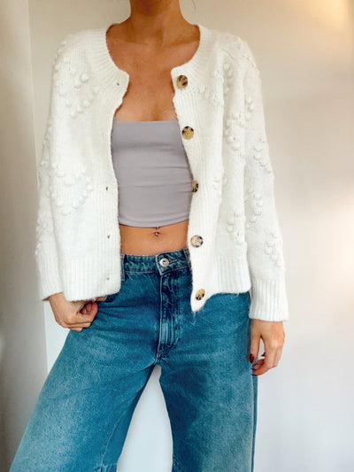 White harvest hearts knits sweater