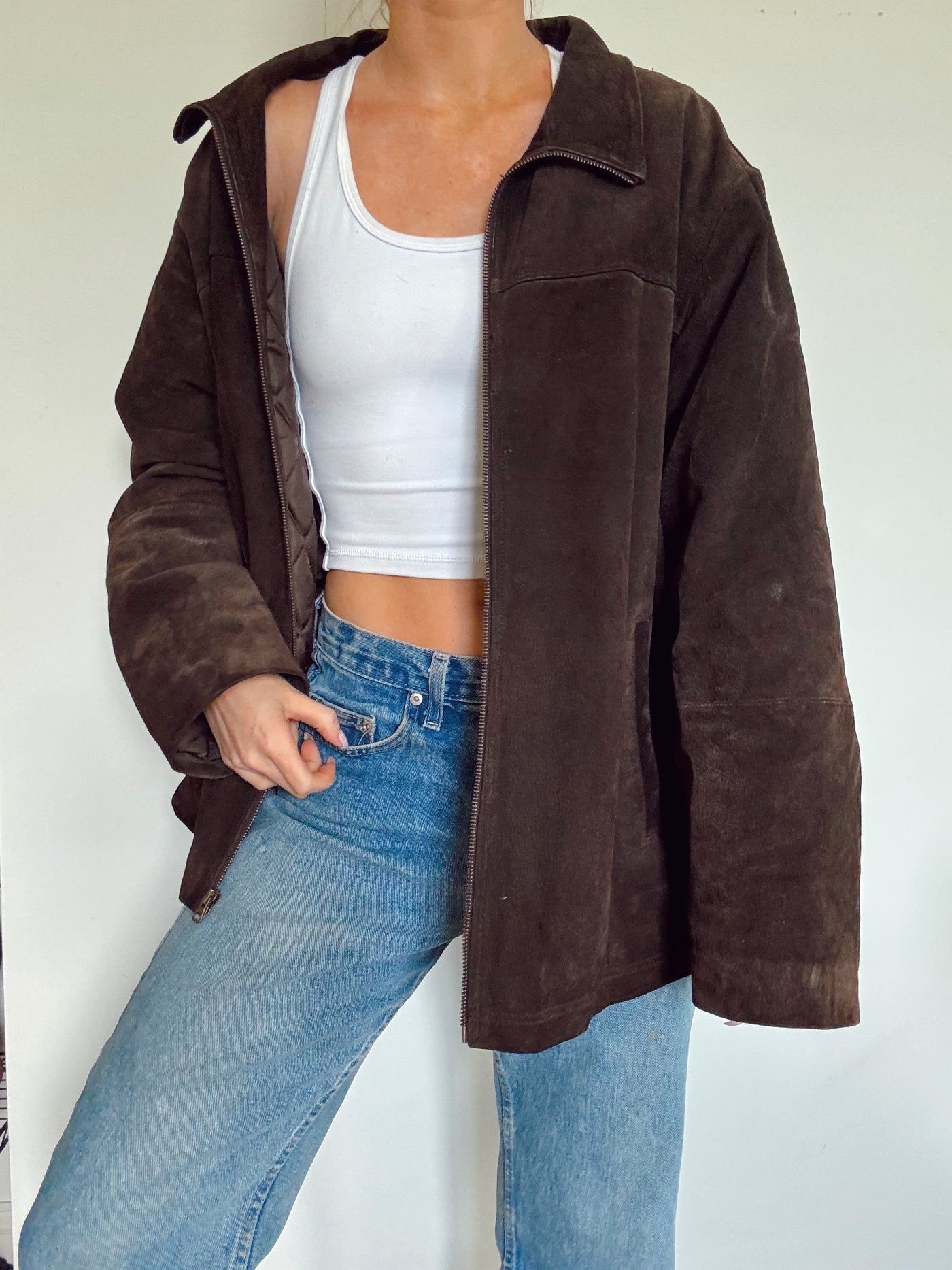 Vintage espresso grove suede jacket