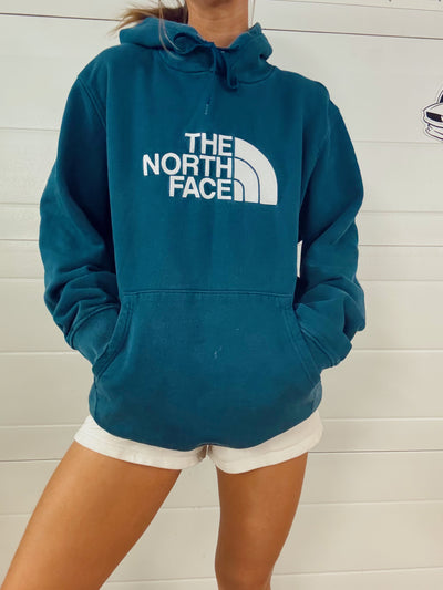 Blue north face graphic hoodie