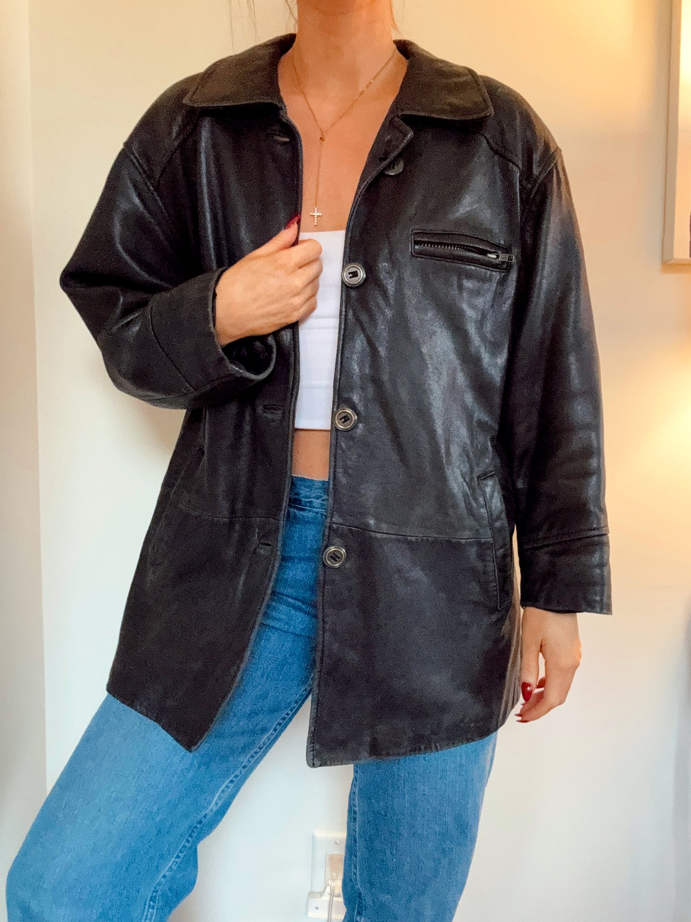 Vintage Danier button leather jacket