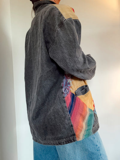 Rust and amber patch work denim jacket