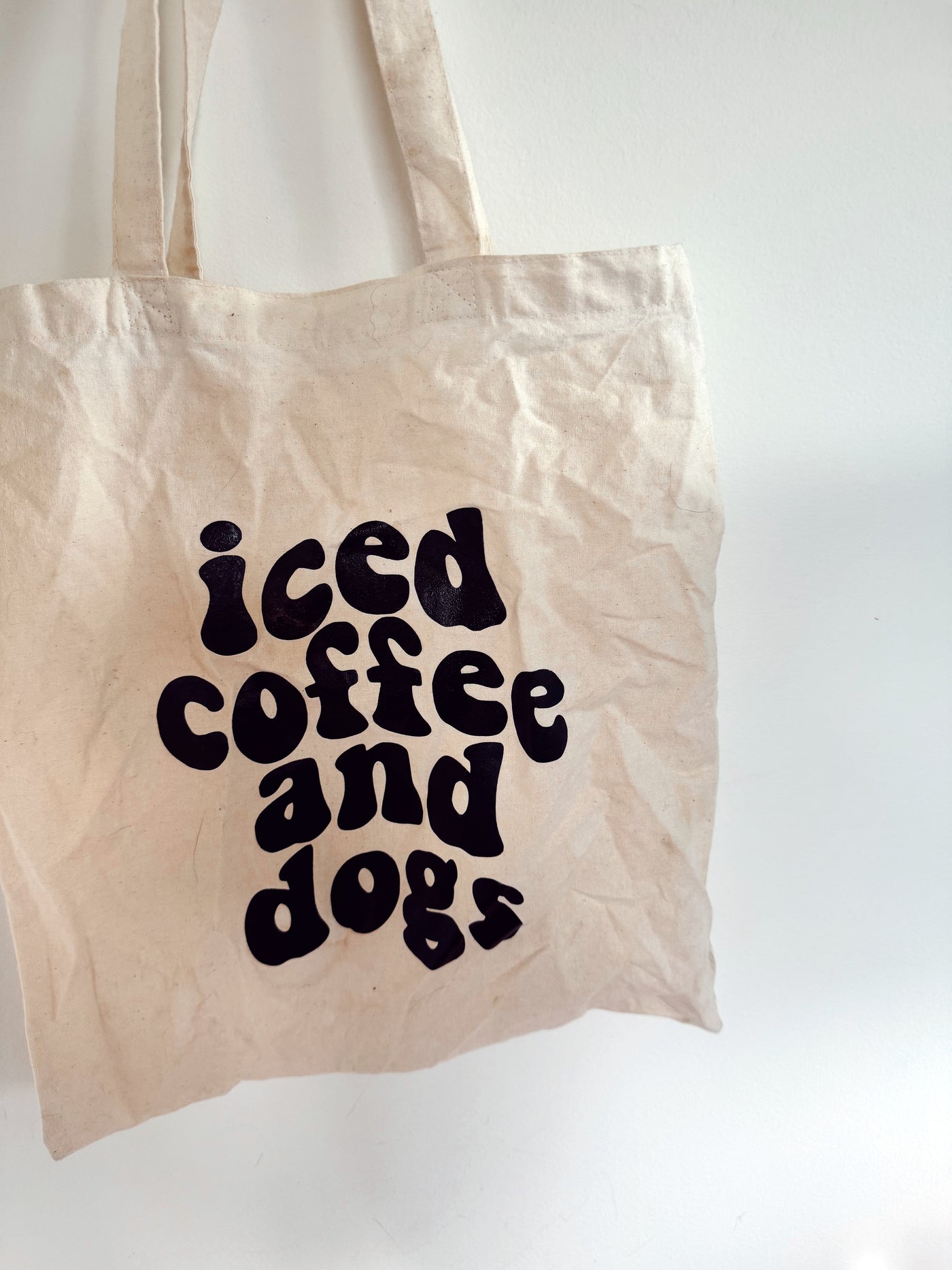 Iced coffee and dogs tote bag