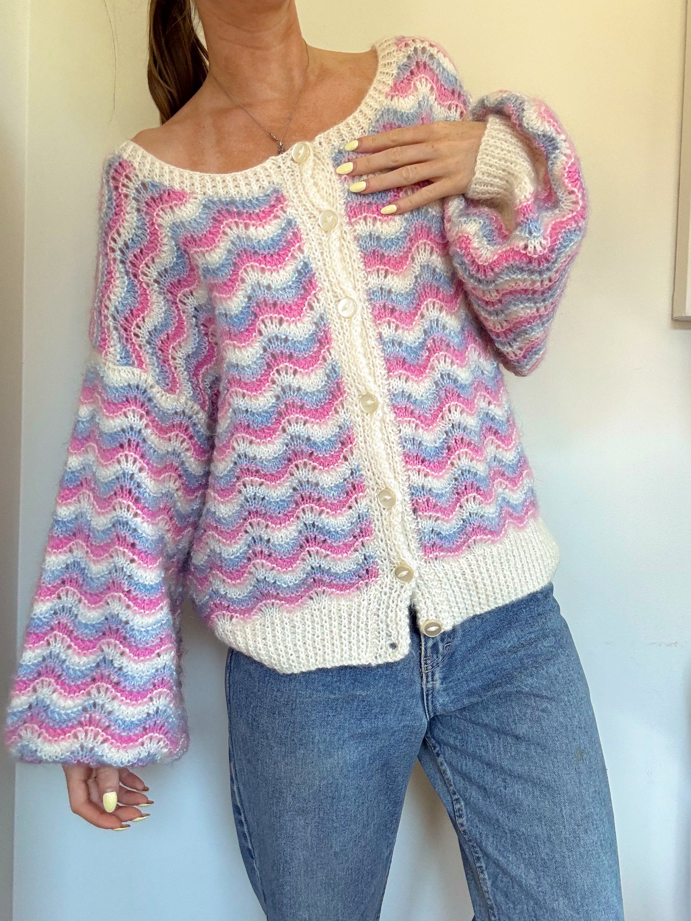 Vintage pastel sunset knit cardigan