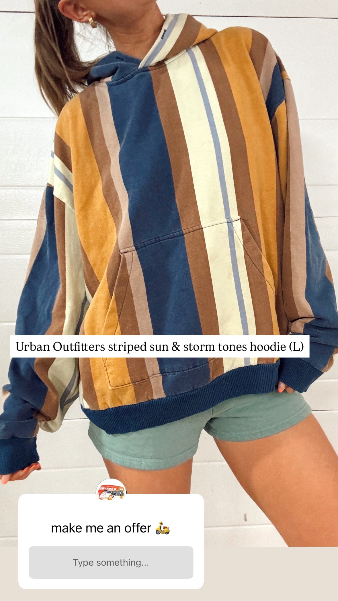 Urban outfitters blue & yellow striped hoodie