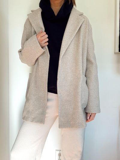 Neutral taupe short length pea coat